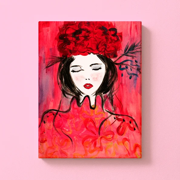 ArtNights mit lasierendem Farbauftrag Blumenmädchen in Pink