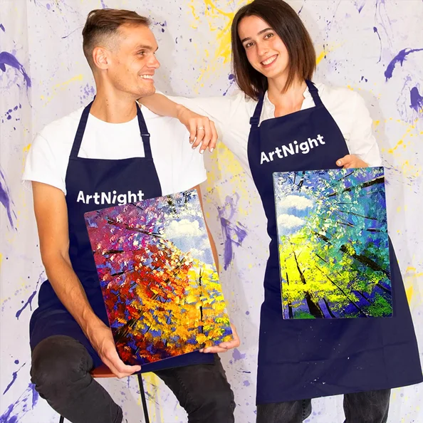 Landschaften malen mit ArtNight Gemeinsam Malen: Regenbogenwald