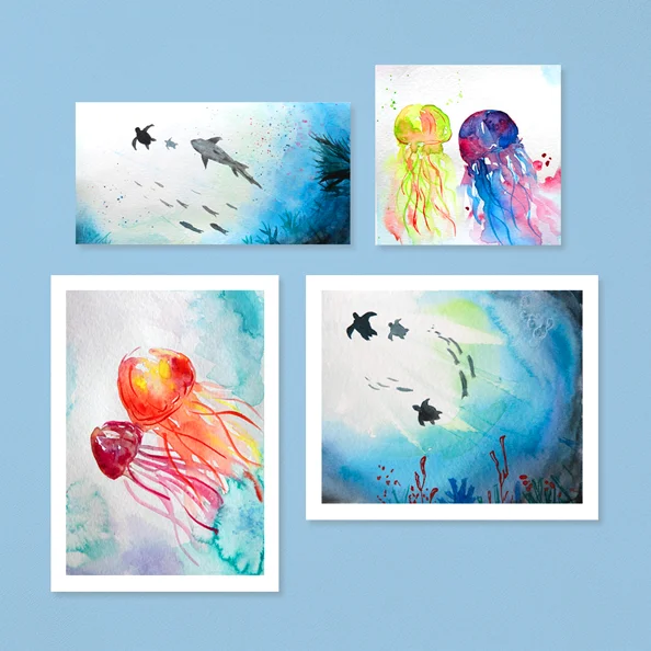  Aquarell: Unterwasserwelt